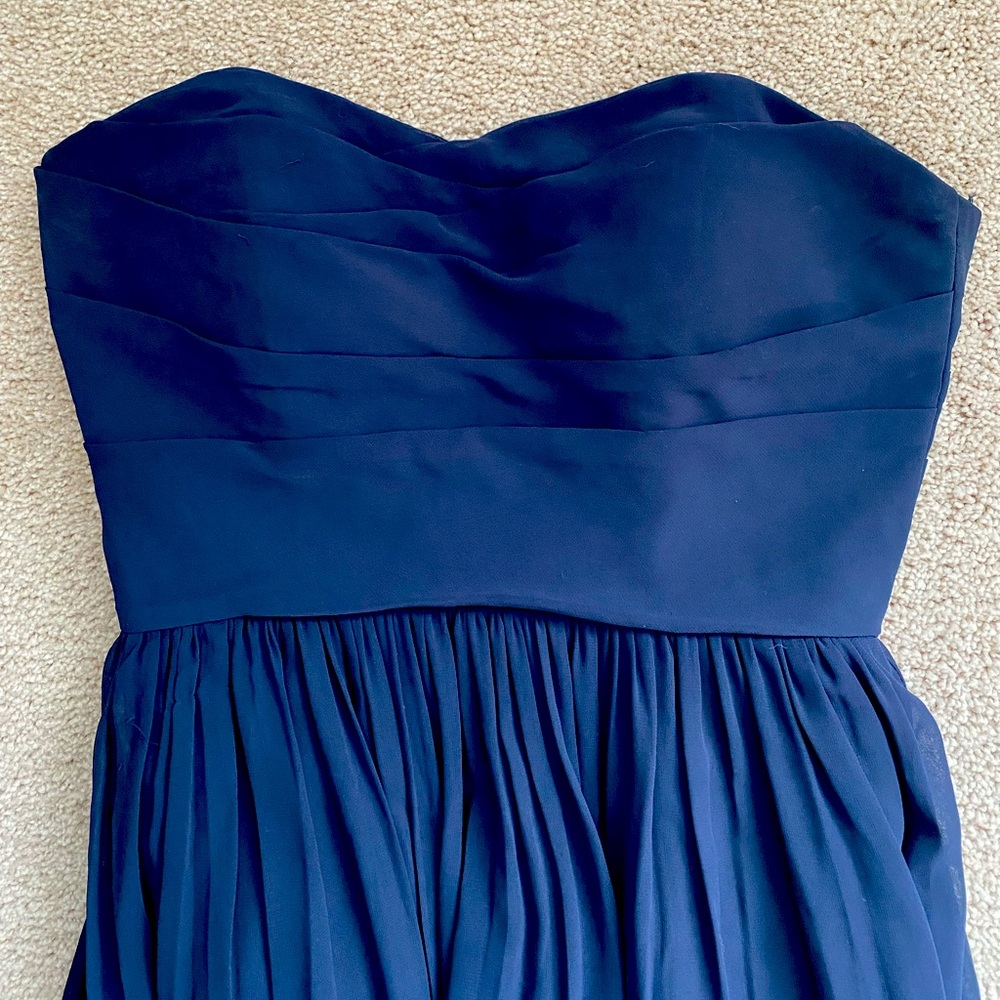 Navy blue Camille La Vie strapless prom dress, size 2